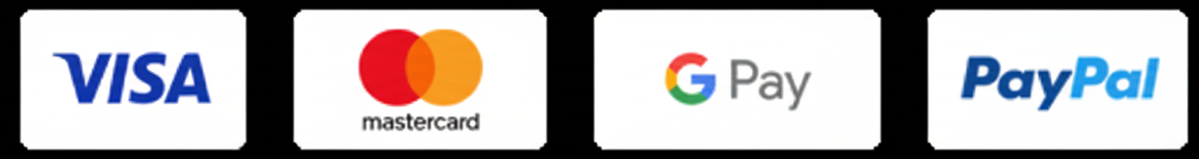 Visa, Mastercard, Google Pay and PayPal
